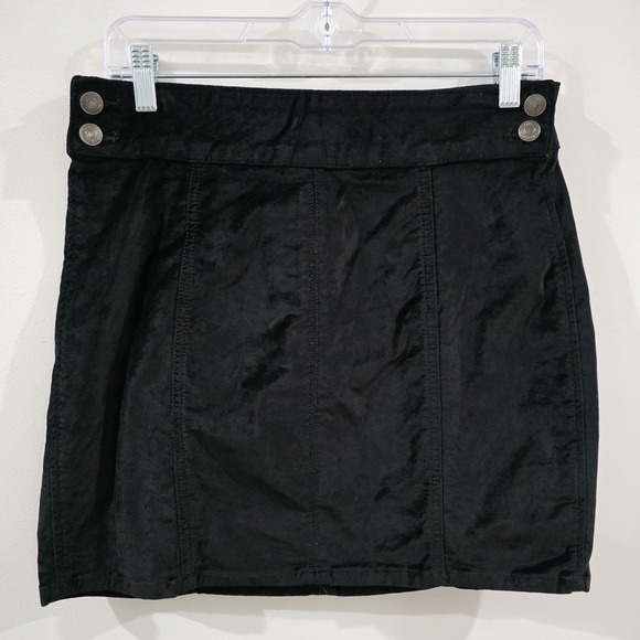 Free People Dresses & Skirts - Free People Velour Mini Skirt Size 29 Black Whimsigoth Preppy Y2K